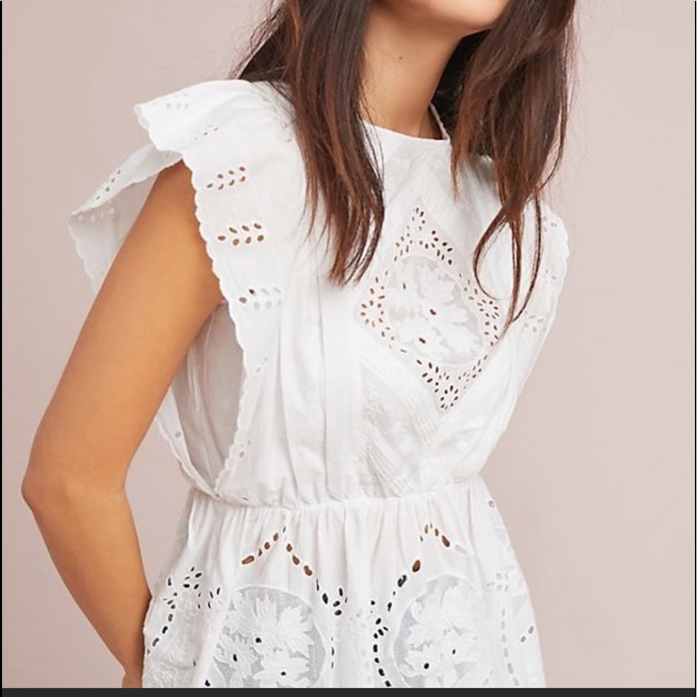 Lace and Ruffles Peplum Top - Anthropologie sz S